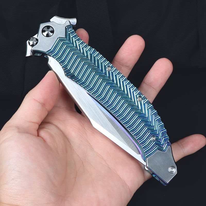 DDR Basketball Blade Two Colors VG10 Material Titanium Handle Big Hunting Knife UD408821